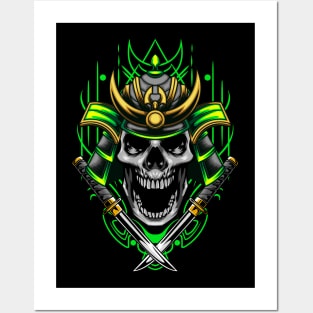 Fire Samurai Skull Posters and Art